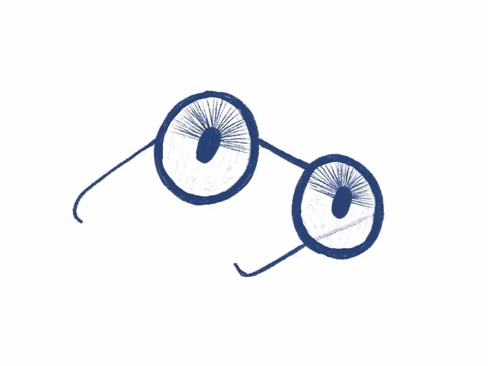 Abstrakti kuvitus silmälaseista, joissa on tuulettimet